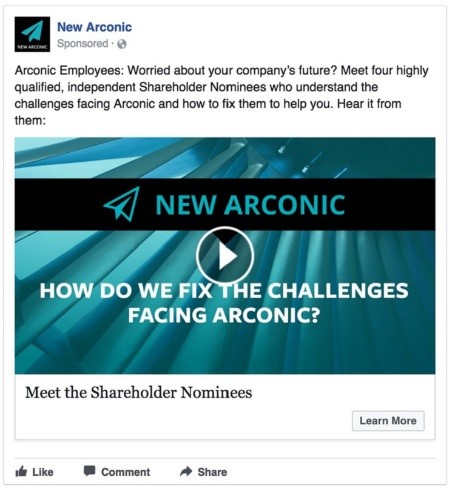 Arconic Information VIdeo Facebook Post