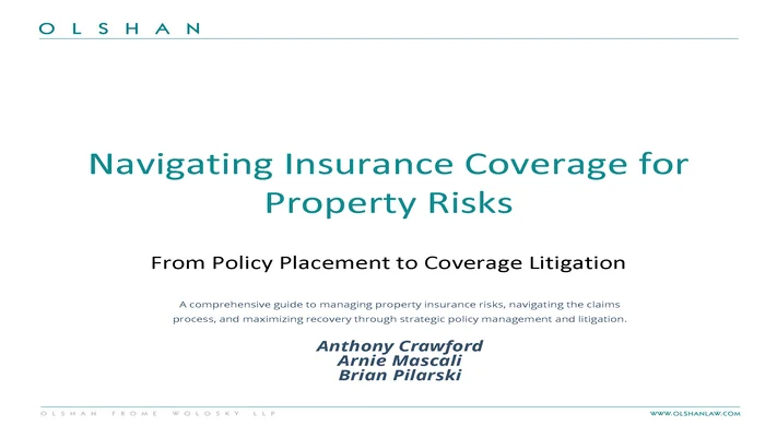 Navigating Insurance Coverage for Property Risks: A panel discussion from policy placement through coverage litigation and all points in-between